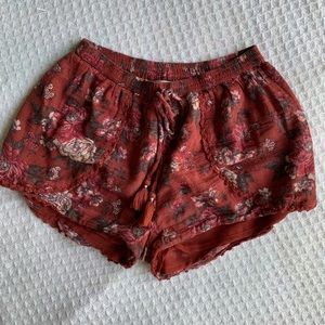 Red Floral Soft Shorts